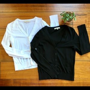 Loft Set of 2 Black and Creamy White Cardigans